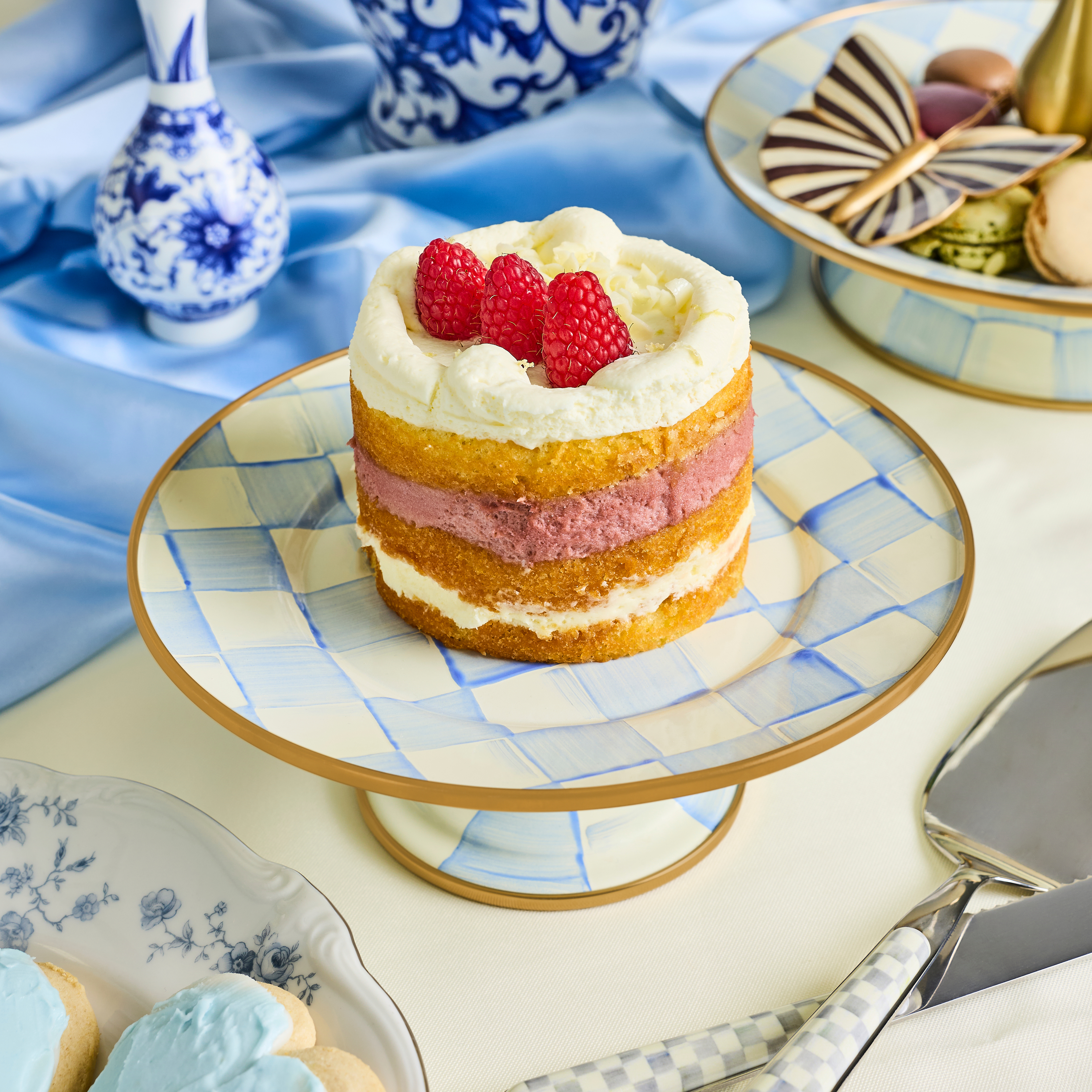 MacKenzie-Childs | Sky Check Mini Pedestal Platter