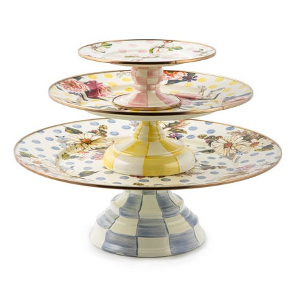Wildflowers Pink Mini Pedestal Platter