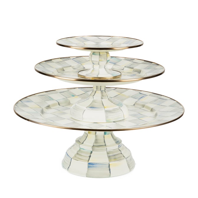 Sterling Check Mini Pedestal Platter image number 4