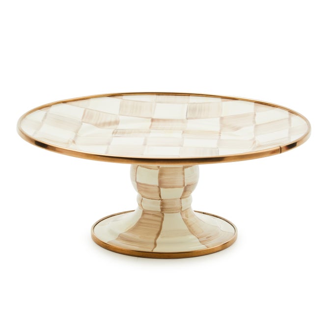 Mocha Check Mini Pedestal Platter image number 0
