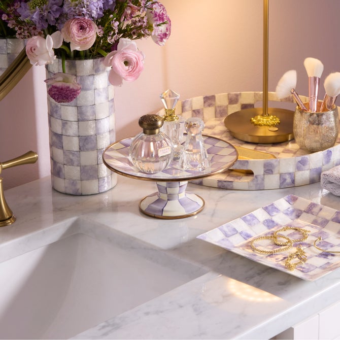 Violet Check Mini Pedestal Platter image number 5