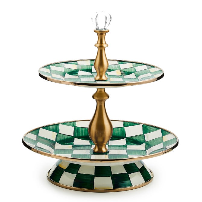 Emerald Check Two Tier Sweet Stand image number 0