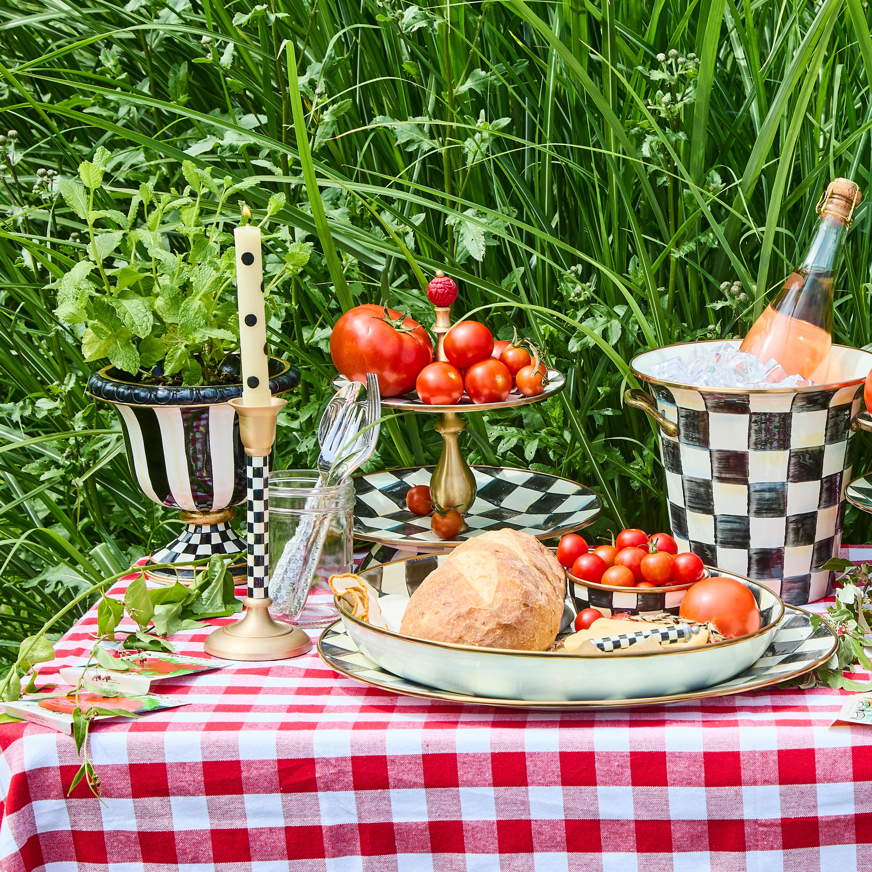 MacKenzie-Childs | Courtly Check Two Tier Sweet Stand