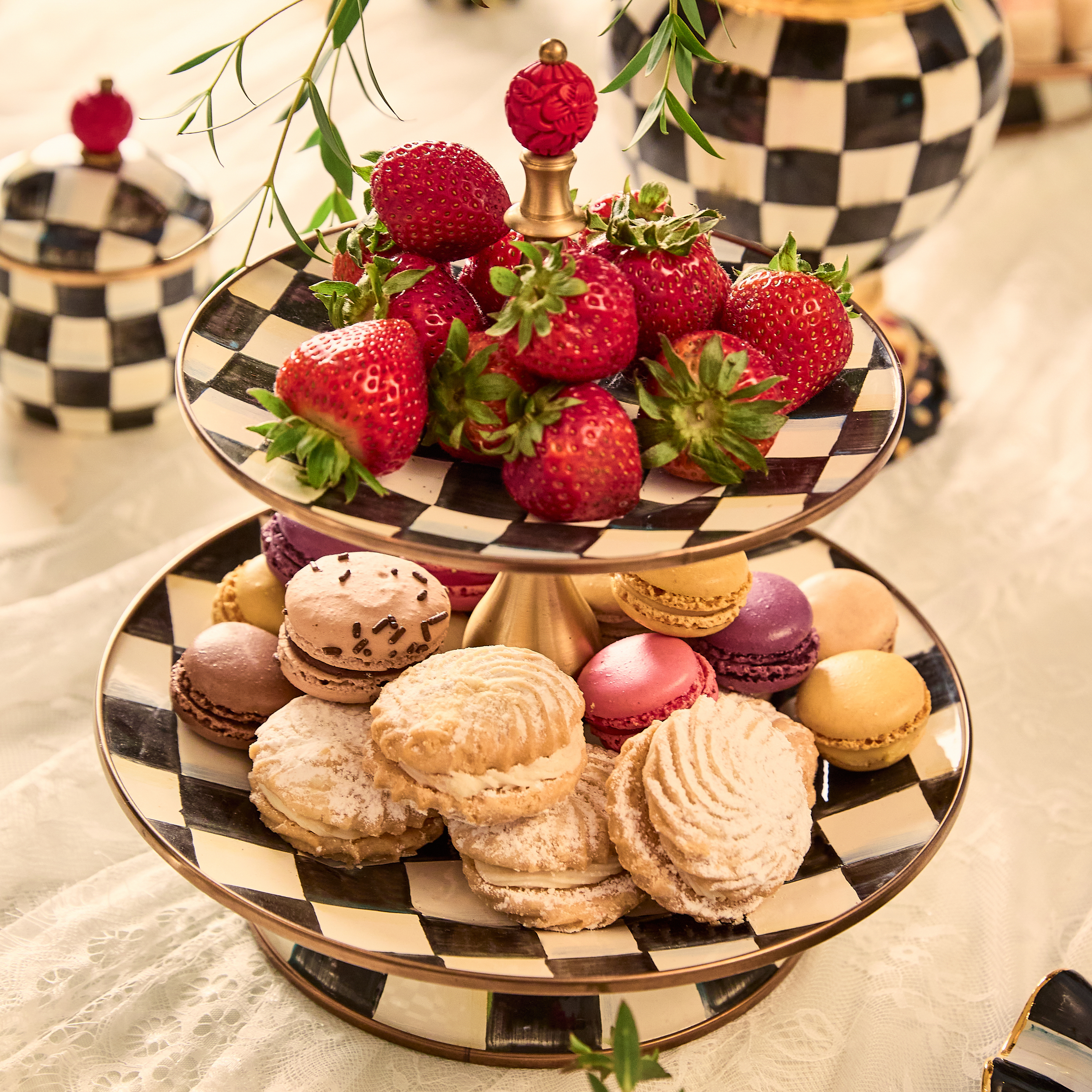 MacKenzie-Childs | Courtly Check Two Tier Sweet Stand