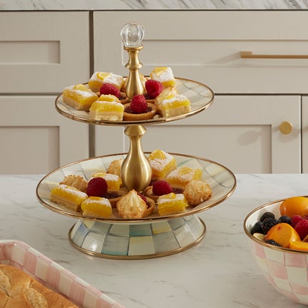 Sterling Check Two Tier Sweet Stand