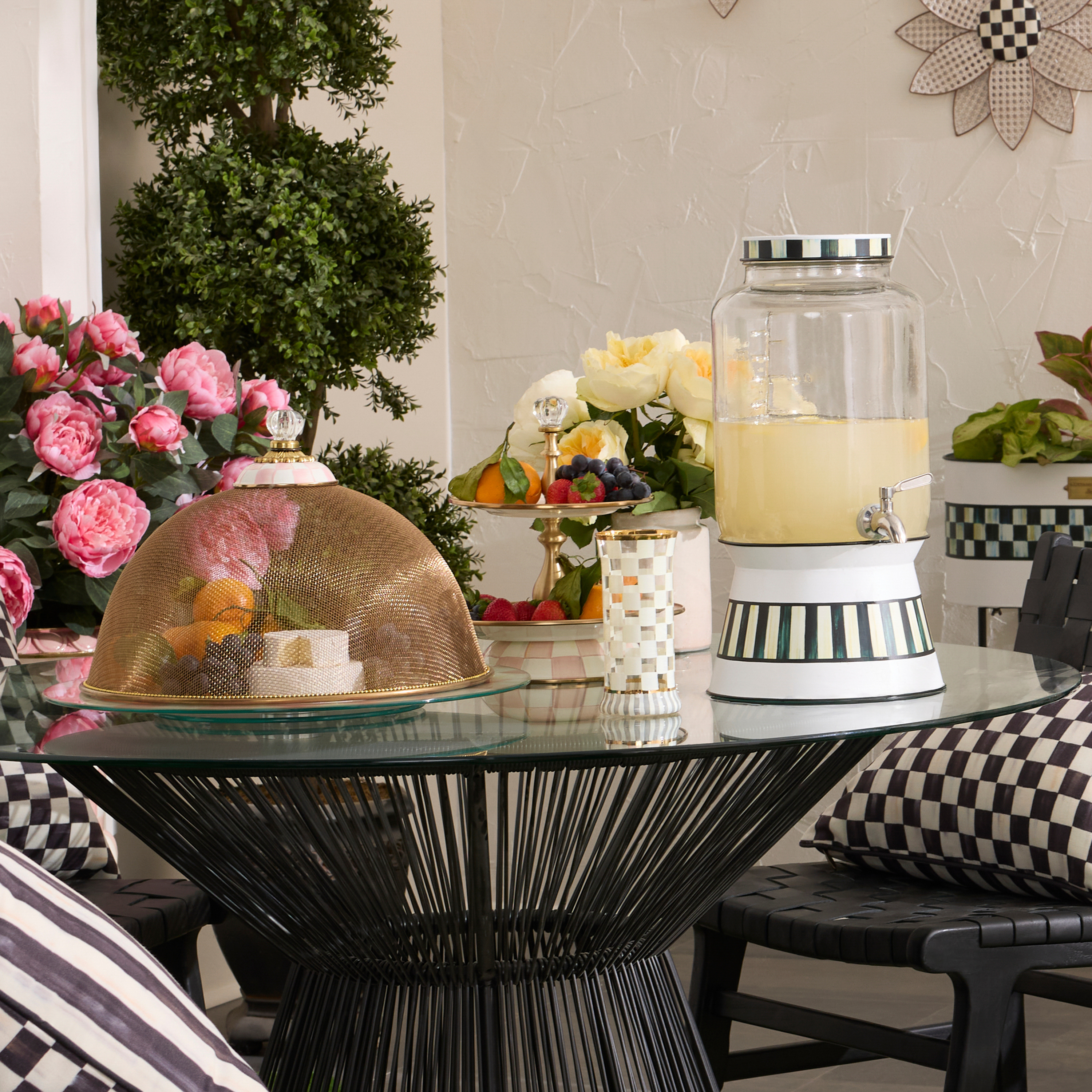 MacKenzie-Childs | Rosy Check Two Tier Sweet Stand