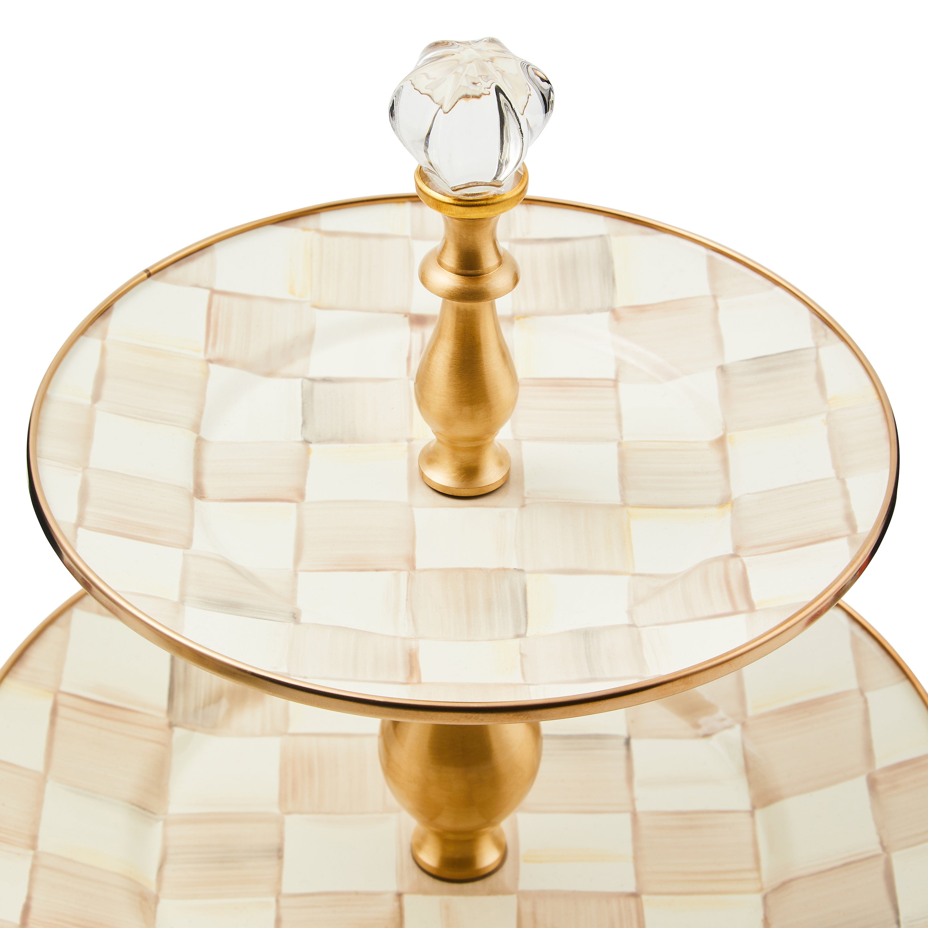 MacKenzie-Childs | Mocha Check Two Tier Sweet Stand