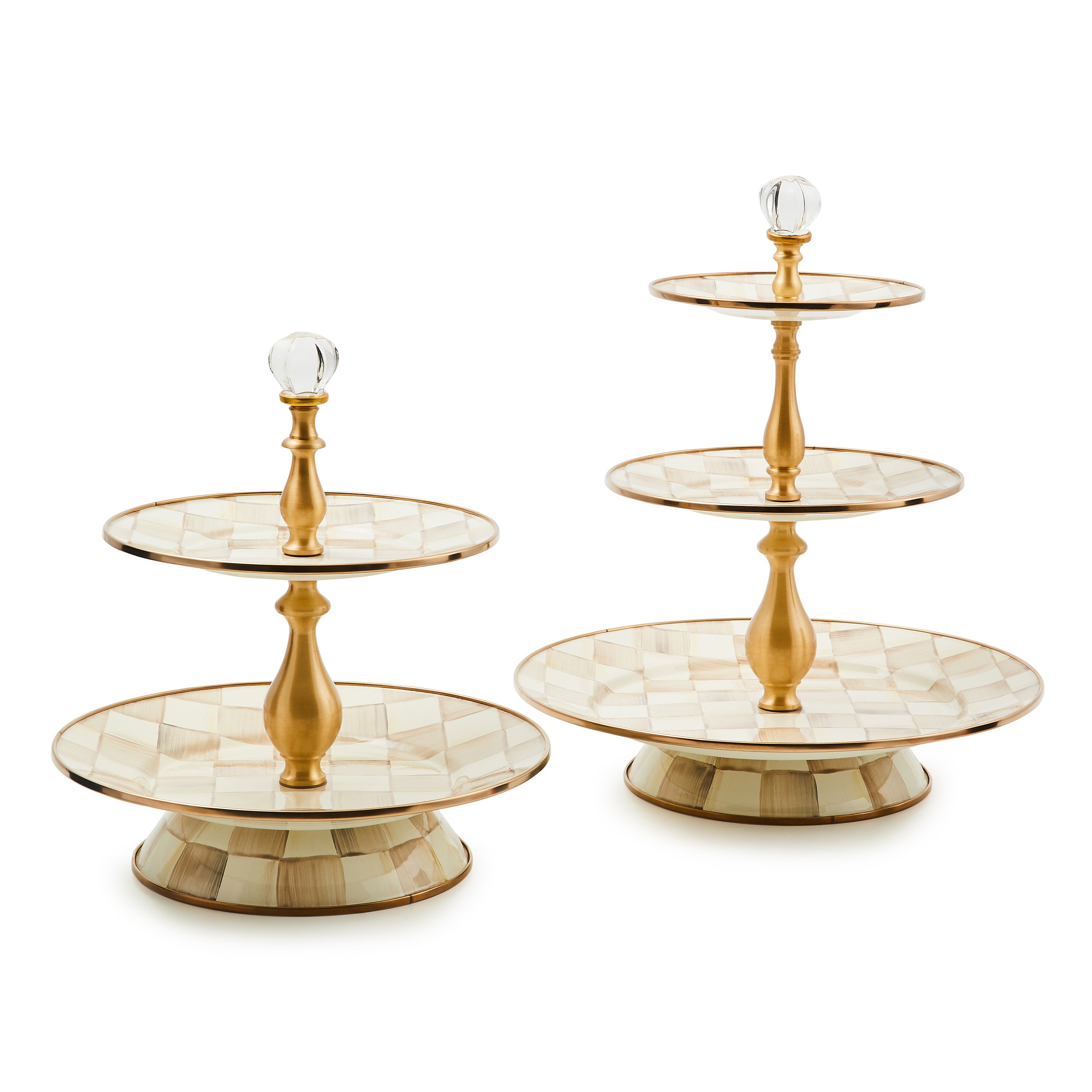 MacKenzie-Childs | Mocha Check Two Tier Sweet Stand