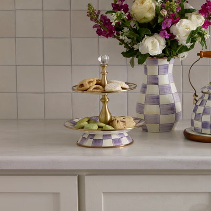 Violet Check Two Tier Sweet Stand