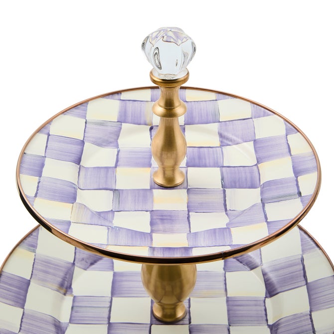 Violet Check Two Tier Sweet Stand image number 2