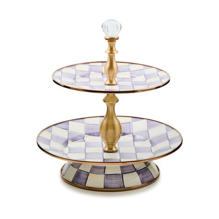 Violet Check Two Tier Sweet Stand