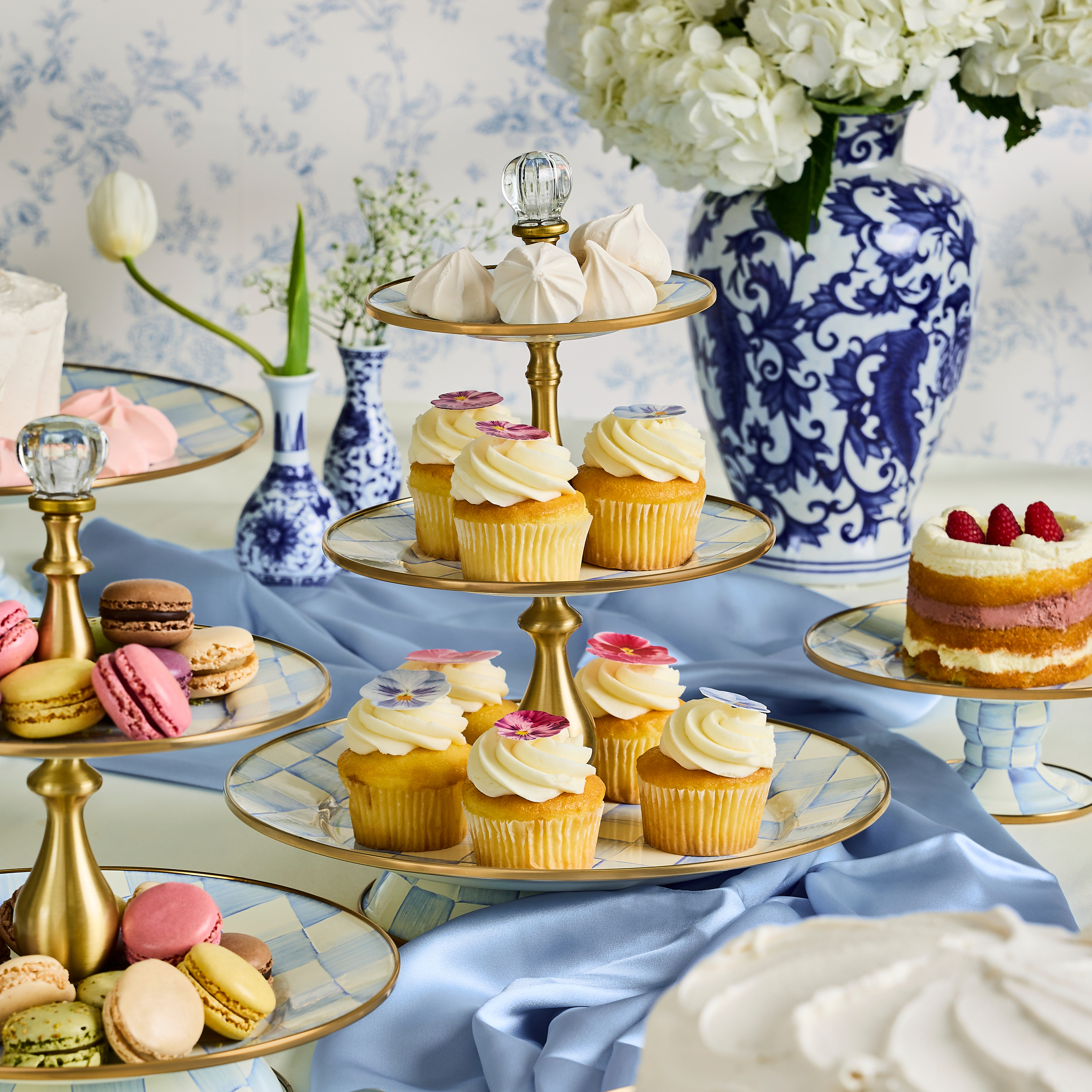 MacKenzie-Childs | Sky Check Three Tier Sweet Stand