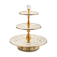 Mocha Check Three Tier Sweet Stand