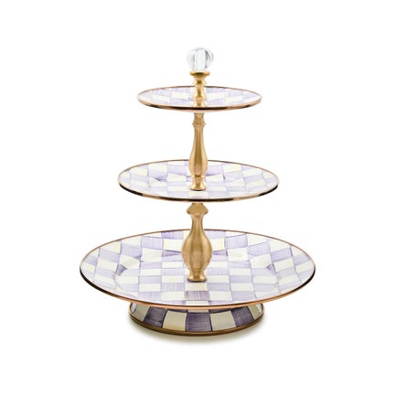 Violet Check Three Tier Sweet Stand