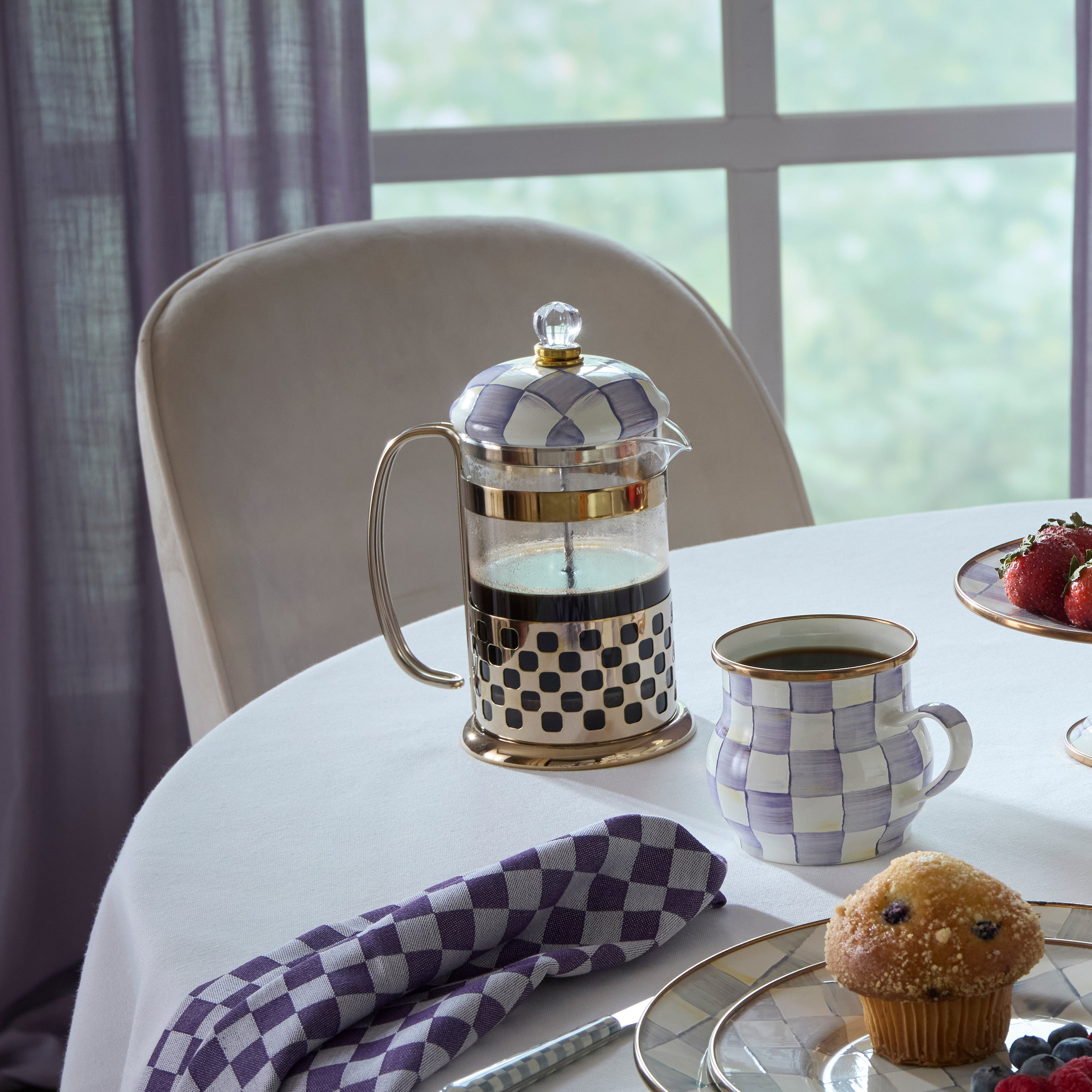 MacKenzie-Childs | Violet Check French Press