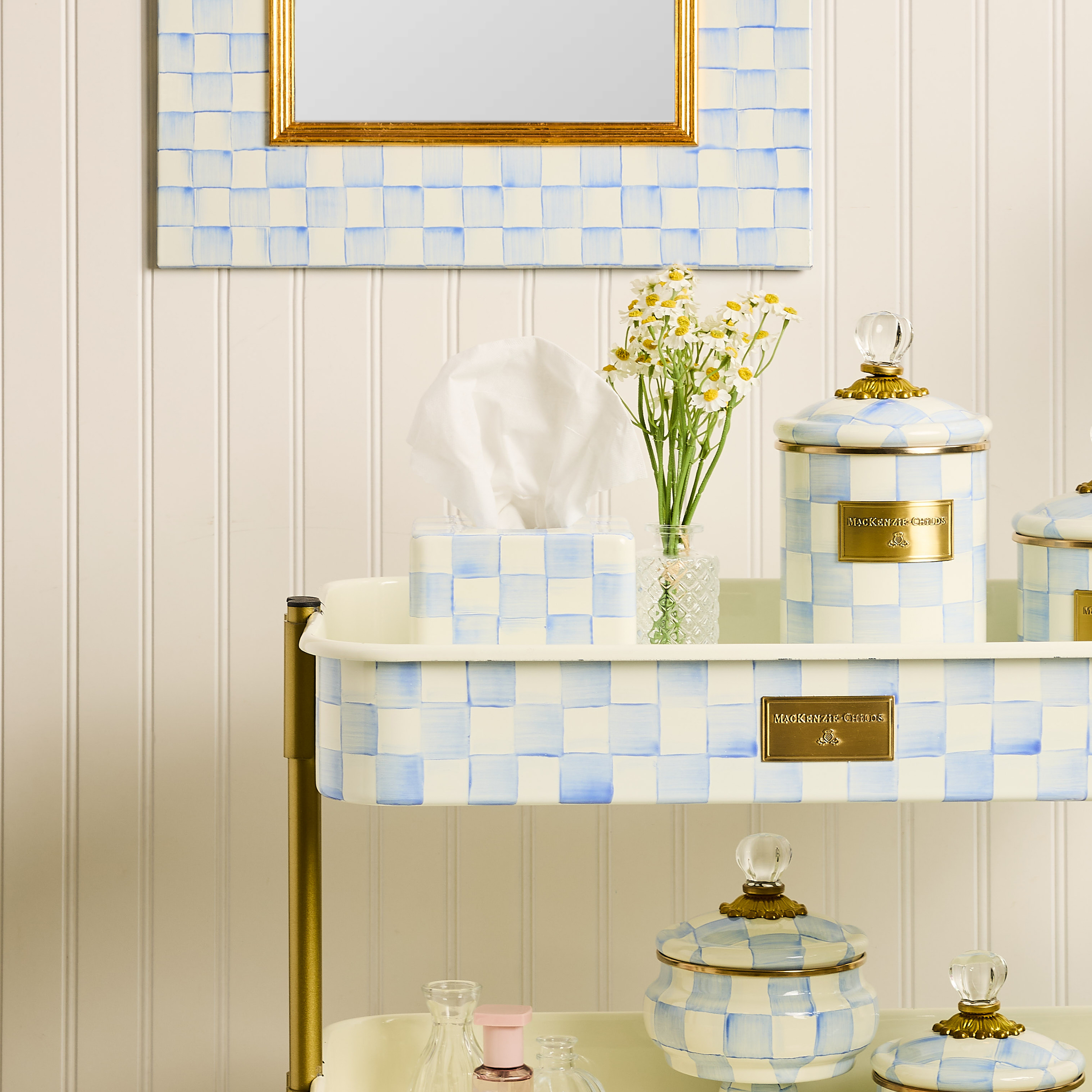 MacKenzie-Childs Sky Check Tissue Box Cover - Thumbnail 4