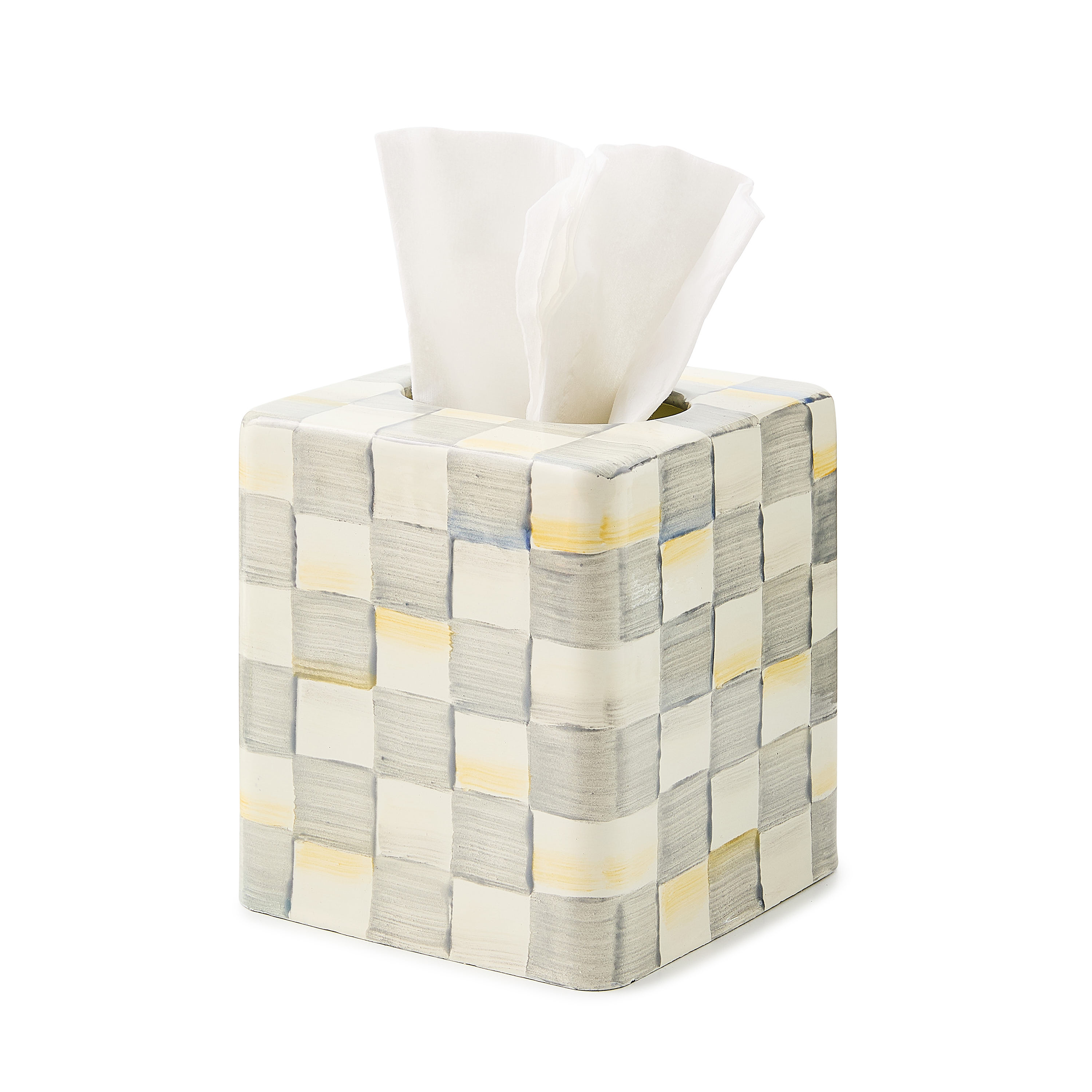 MacKenzie-Childs Sterling Check Tissue Box Cover - Thumbnail 2