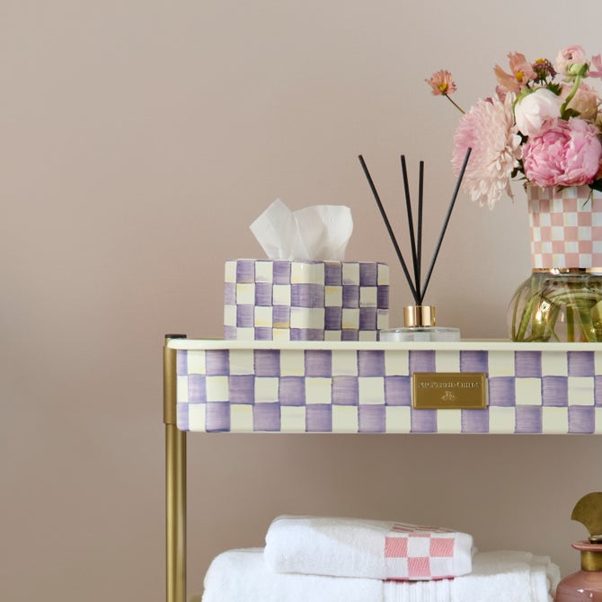 Violet Check Boutique Tissue Box Cover image number 1