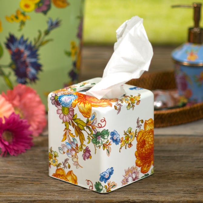White Flower Market Boutique Tissue Box Cover image number 1