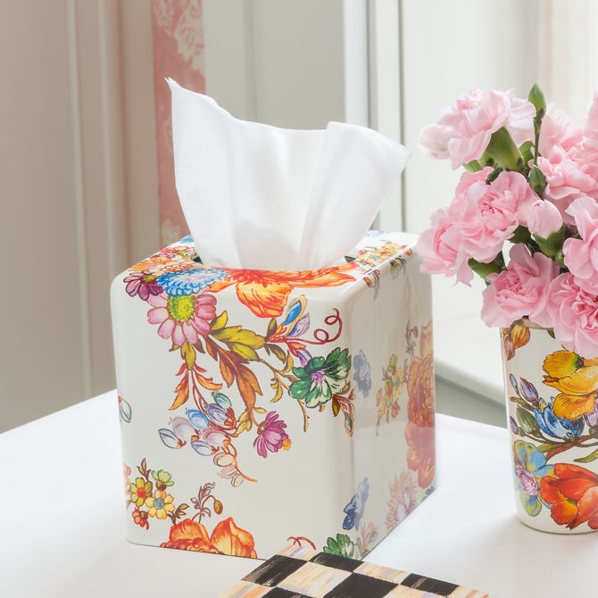 White Flower Market Boutique Tissue Box Cover image number 2