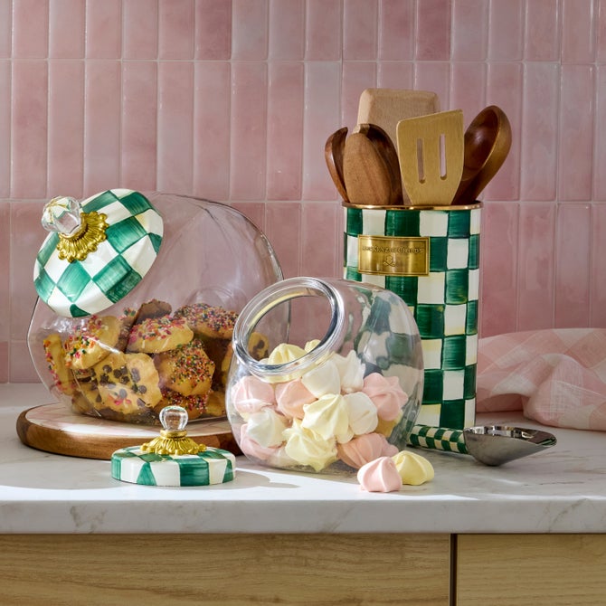 Emerald Check Utensil Holder image number 2