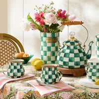 Emerald Check Utensil Holder