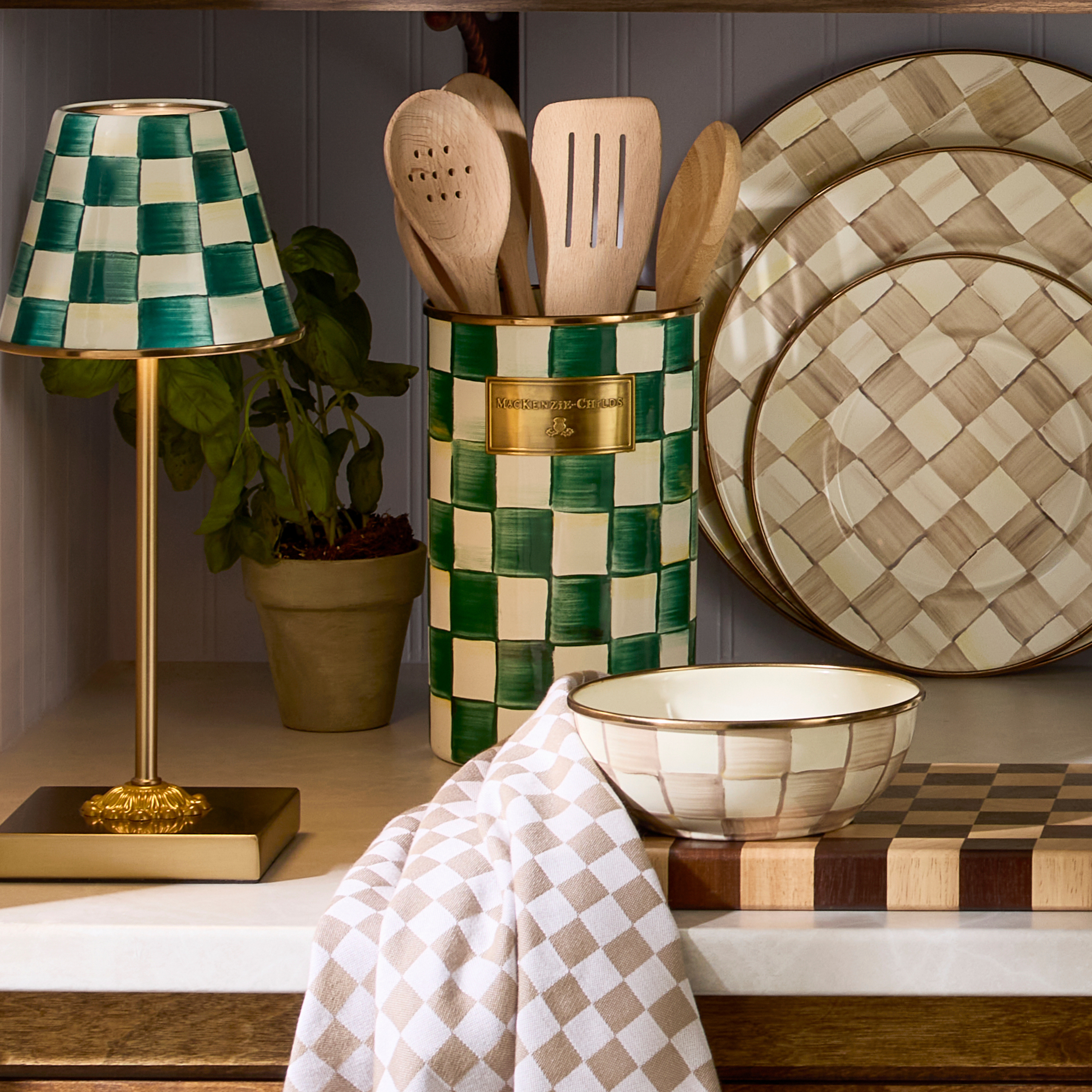 MacKenzie-Childs | Emerald Check Utensil Holder