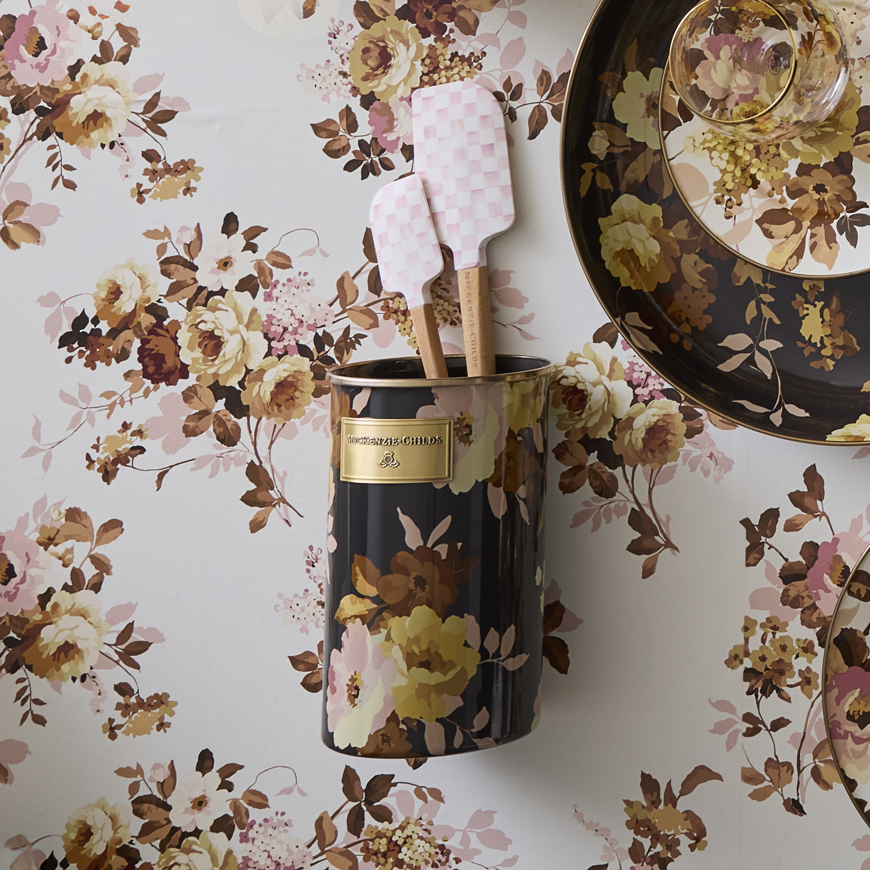 MacKenzie-Childs | Wild Rose Brown Utensil Holder