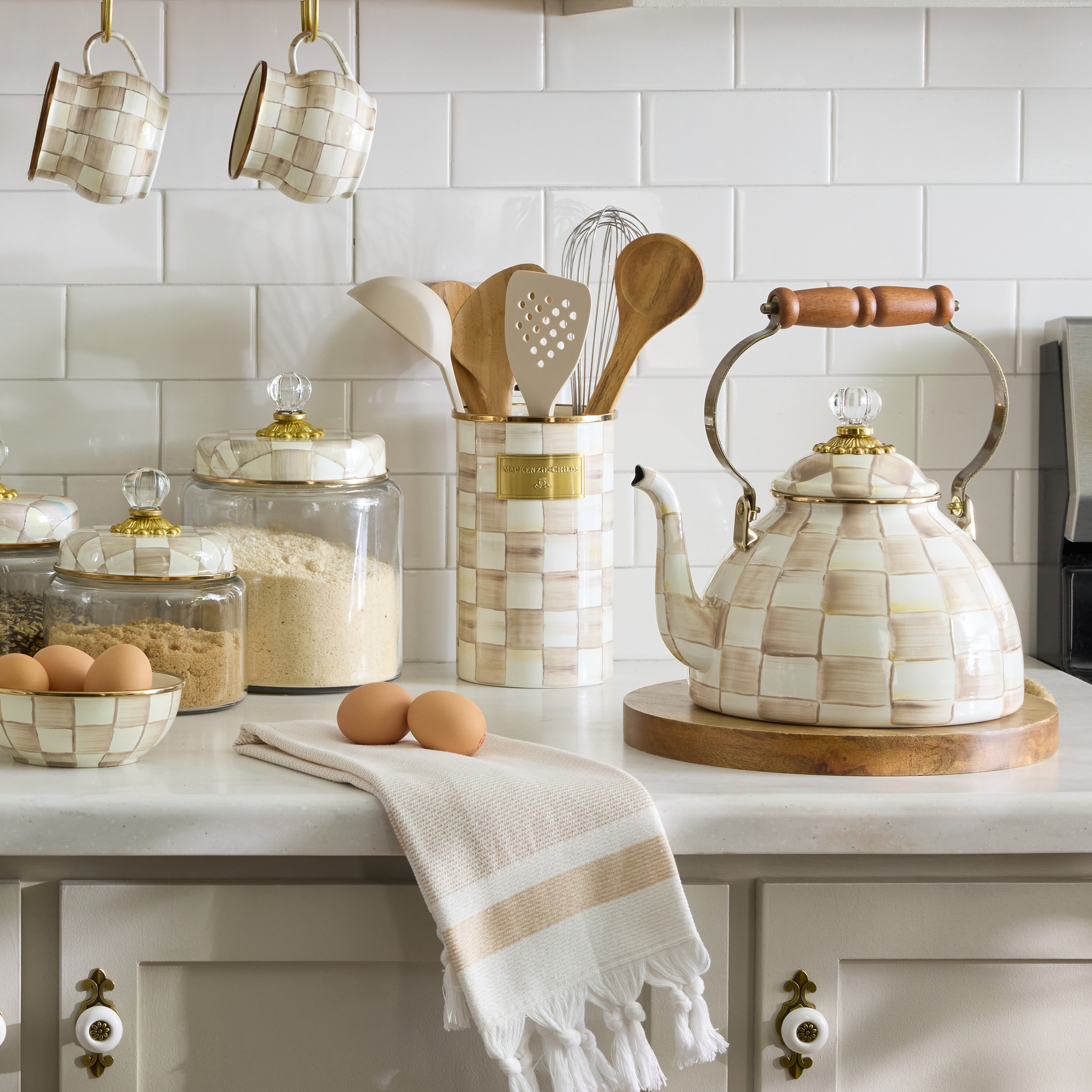 MacKenzie-Childs | Mocha Check Utensil Holder