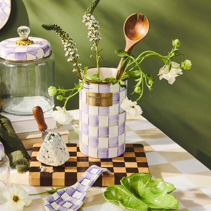 Violet Check Utensil Holder