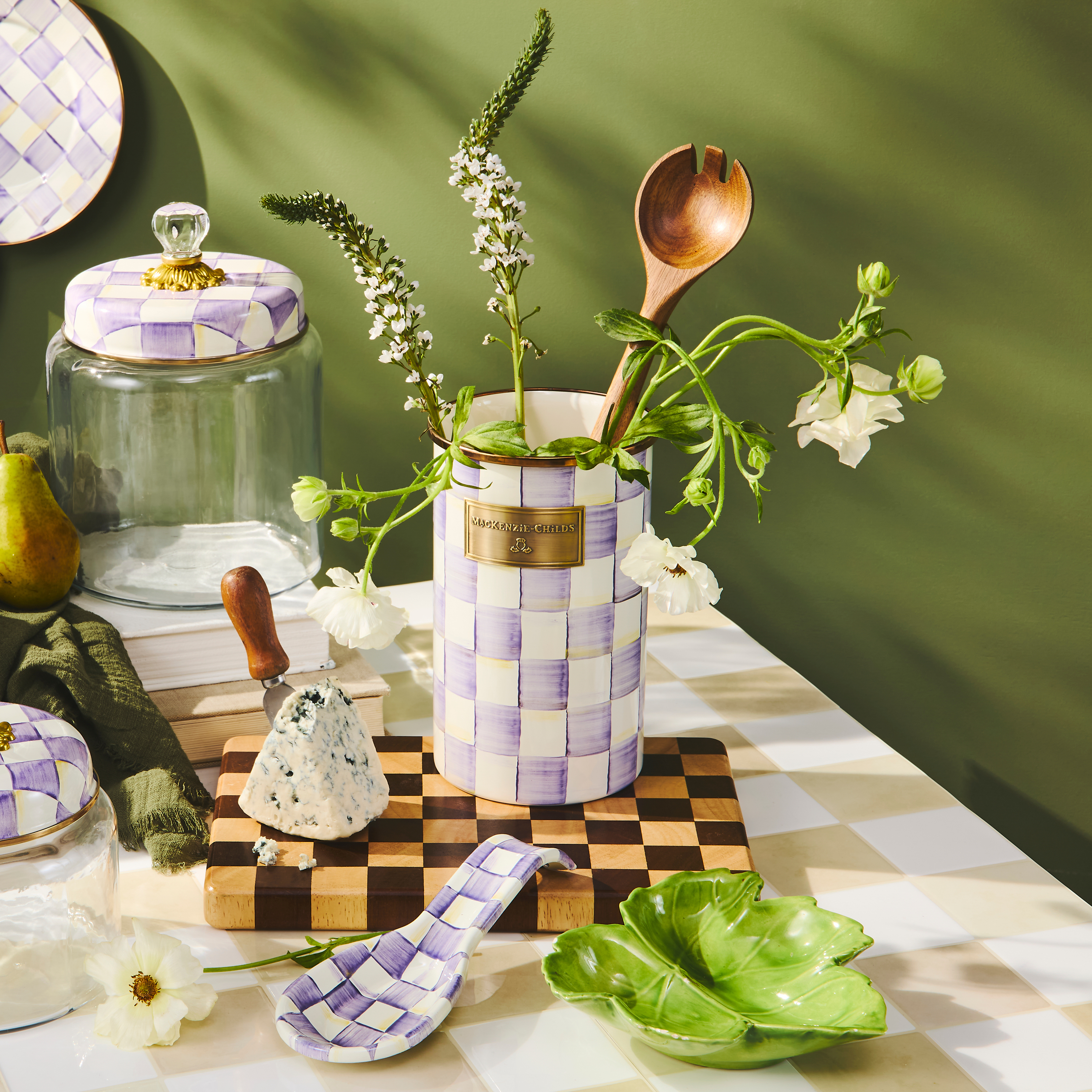 MacKenzie-Childs | Violet Check Utensil Holder