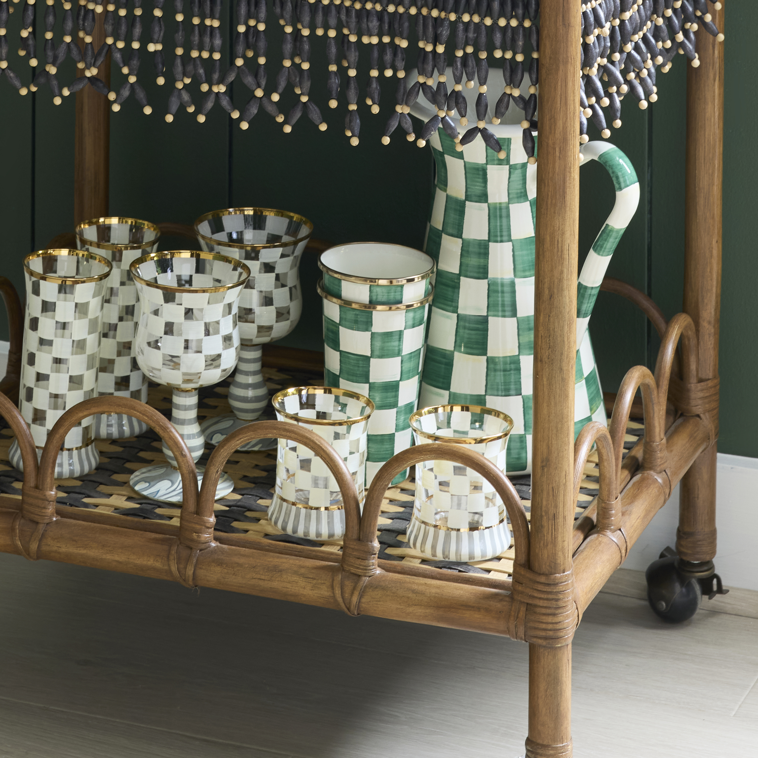 MacKenzie-Childs | Emerald Check 20 Ounce Tumbler