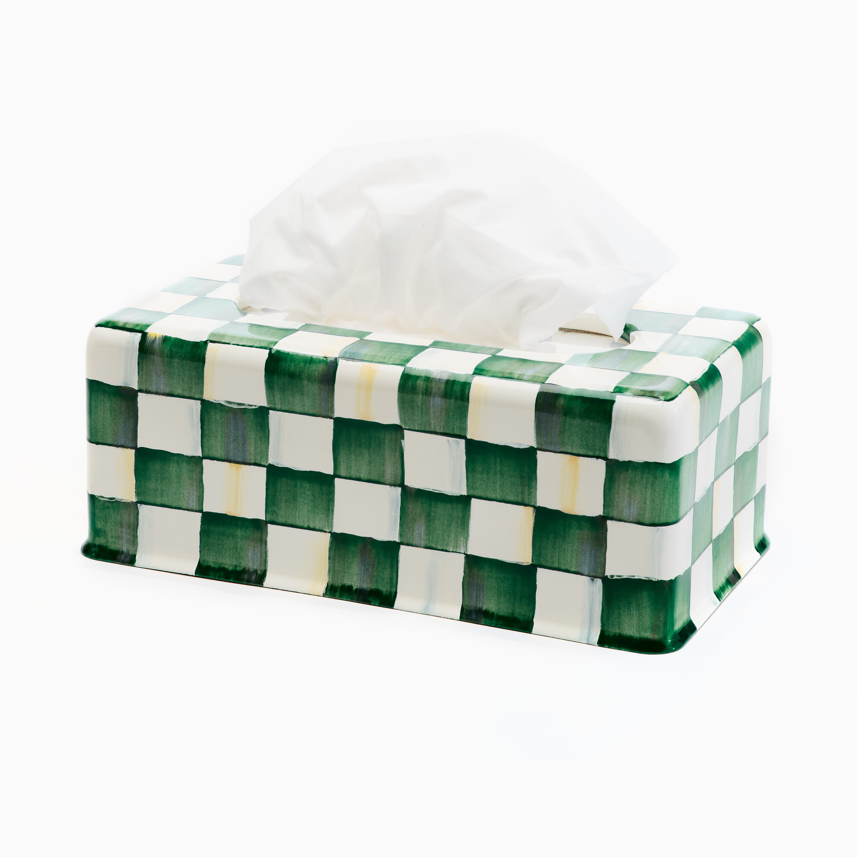 MacKenzie-Childs Emerald Check Tissue Box Cover - Thumbnail 2