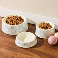 Sky Check Medium Pet Dish