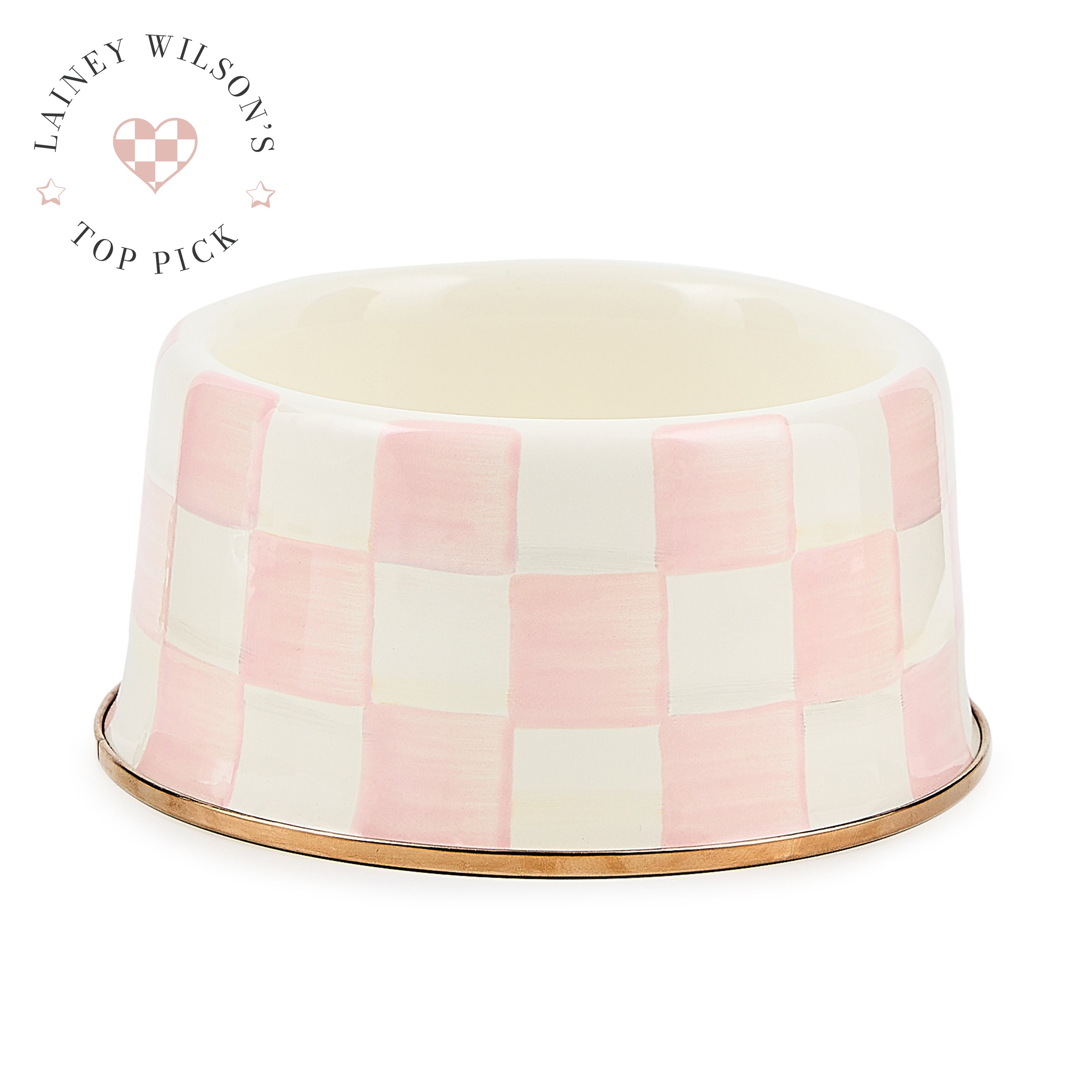MacKenzie-Childs | Rosy Check Medium Pet Dish