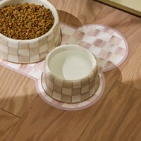 Mocha Check Medium Pet Dish