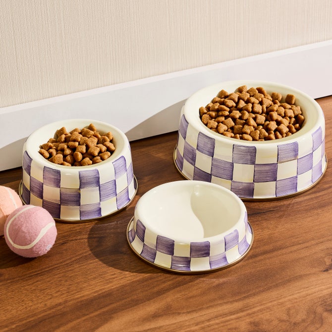Violet Check Medium Pet Dish image number 1