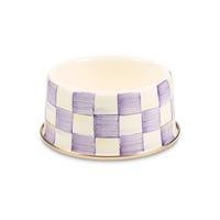 Violet Check Medium Pet Dish