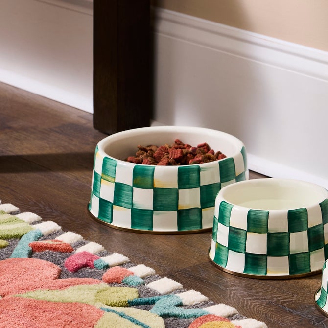 Emerald Check Large Pet Dish image number 1