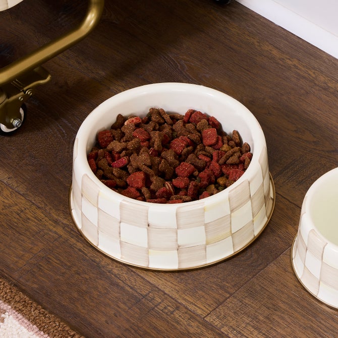 Mocha Check Large Pet Dish image number 1
