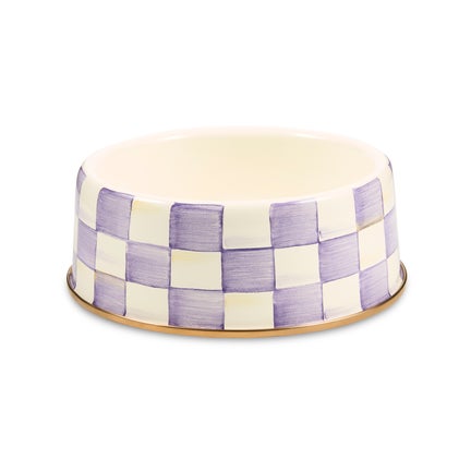 Violet Check Large Pet Dish