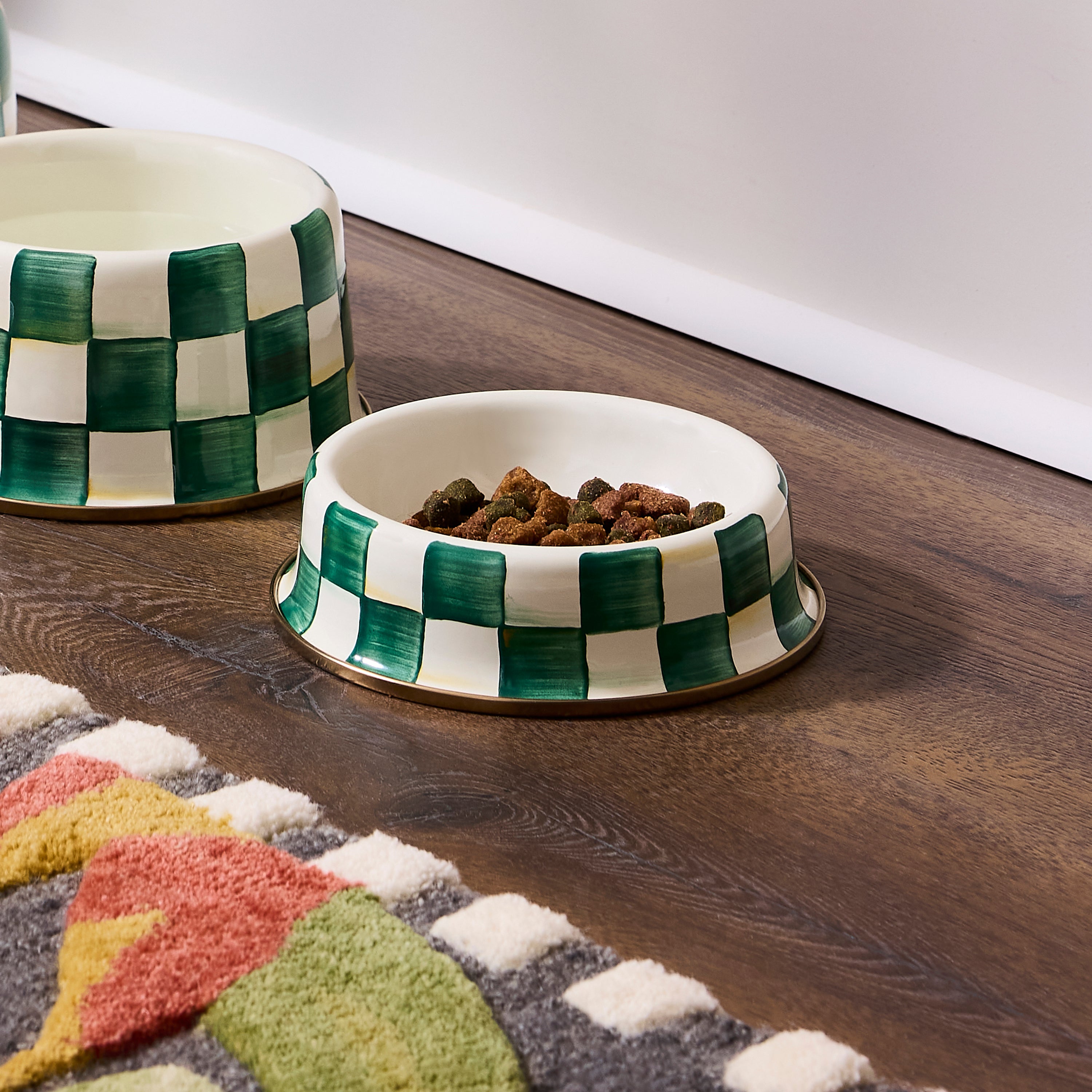 MacKenzie-Childs | Emerald Check Small Pet Dish