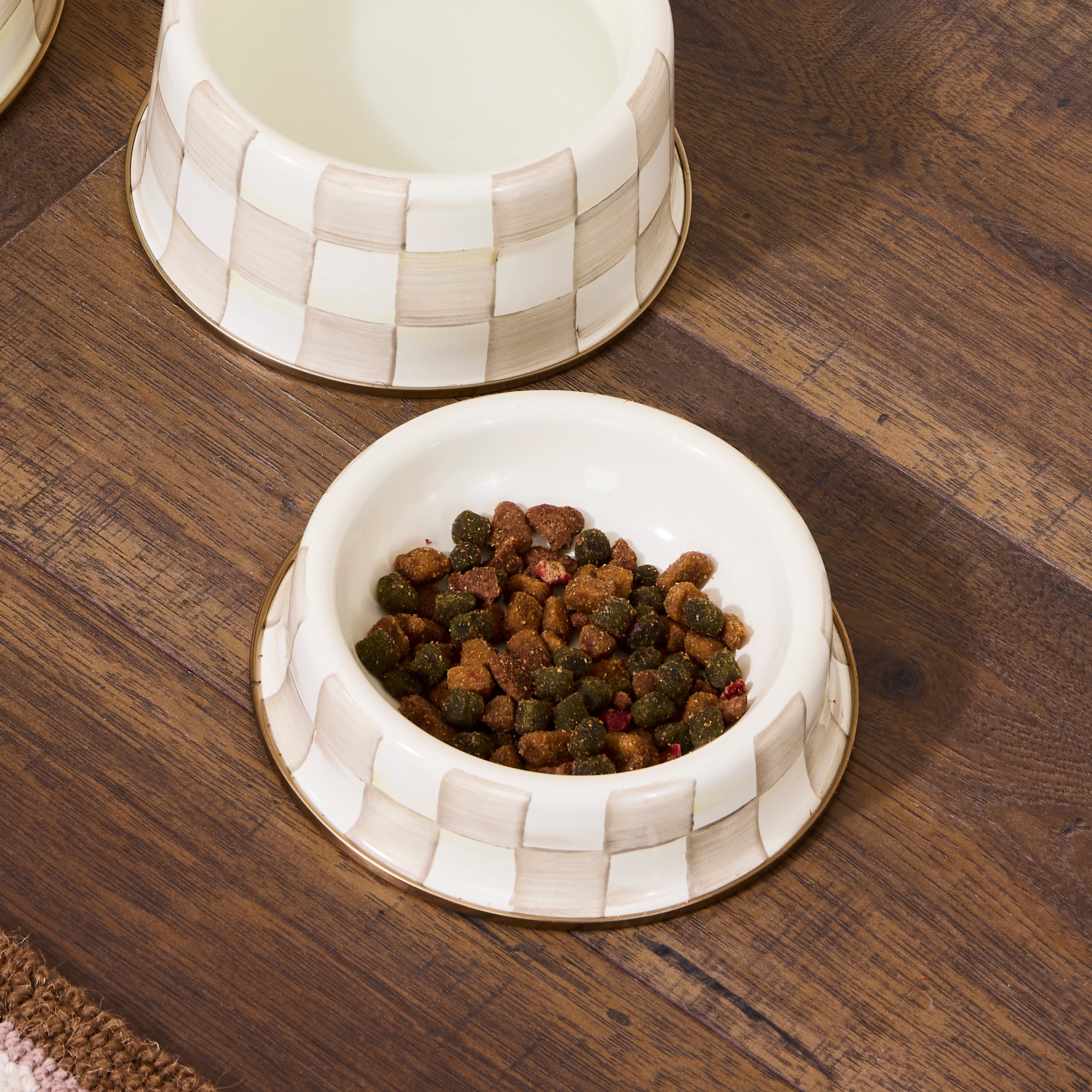 MacKenzie-Childs | Mocha Check Small Pet Dish