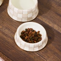 Mocha Check Small Pet Dish
