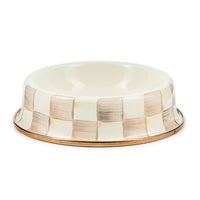 Mocha Check Small Pet Dish
