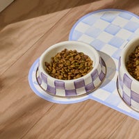 Violet Check Small Pet Dish