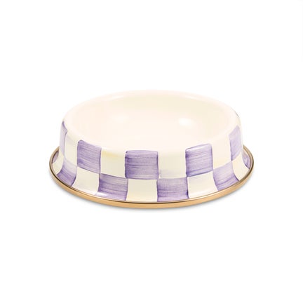 Violet Check Small Pet Dish