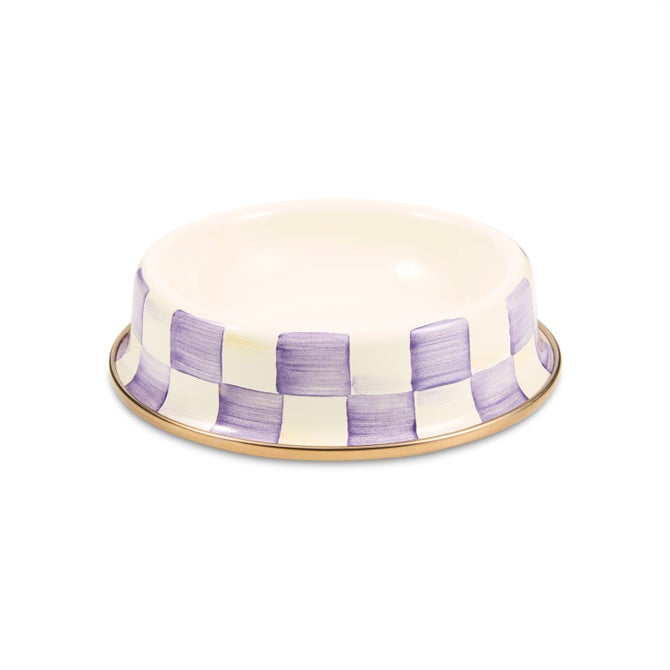 Violet Check Small Pet Dish image number 0