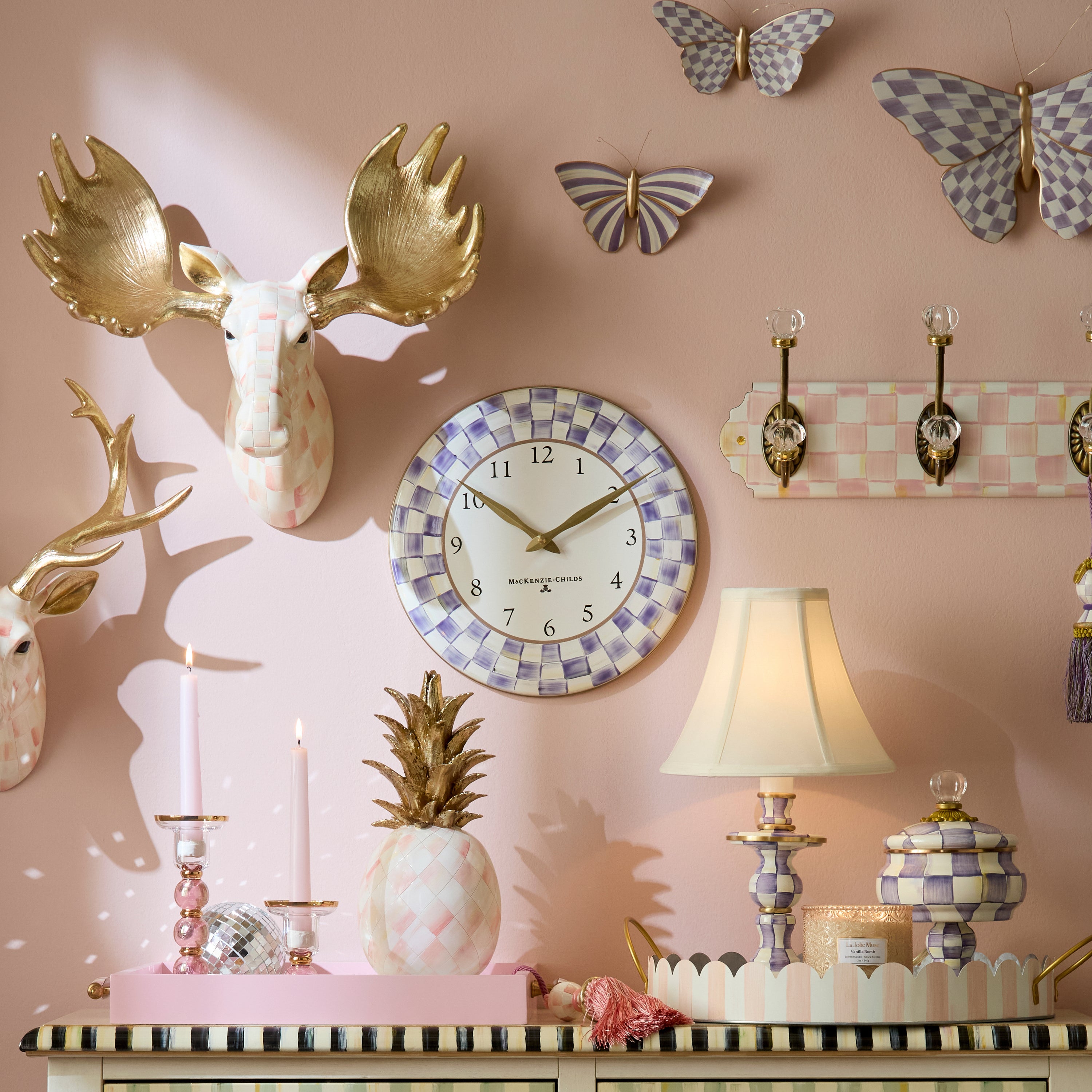 MacKenzie-Childs | Violet Check Wall Clock