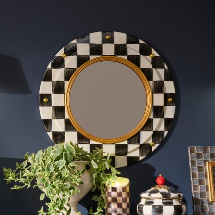 Courtly Check Round Enamel Wall Mirror